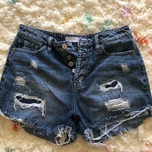 Kancan High Waisted Distressed Shorts